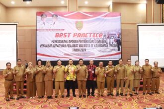 KEGIATAN : Wakil Gubernur (Wagub) Kalteng, Edy Pratowo buka kegiatan Best Practice Penyusunan Laporan Pertanggungjawaban Pj Bupati dan Pj Wali Kota se-Kalteng, di M Bahalap Hotel Palangka Raya, Senin (26/2/2024). (foto:MMC)