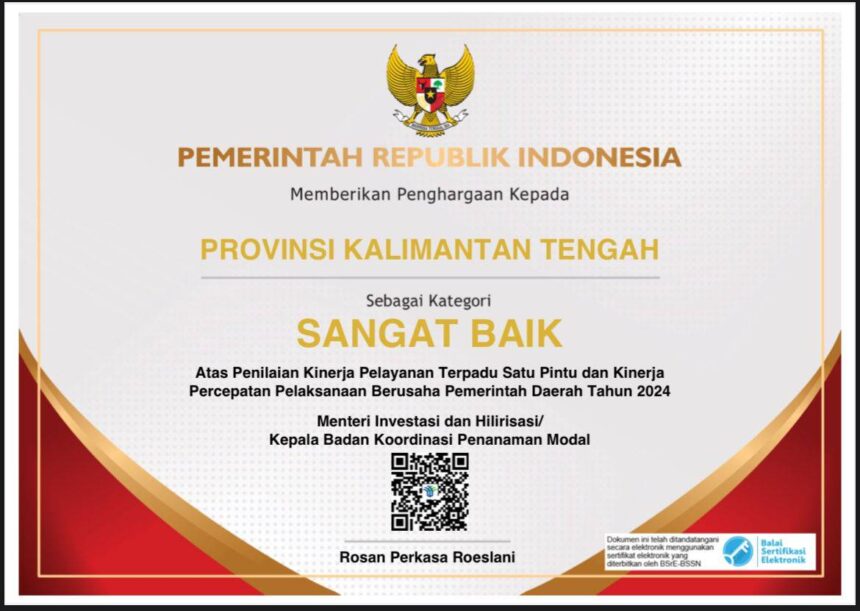 Pemprov Kalteng Raih Penghargaan