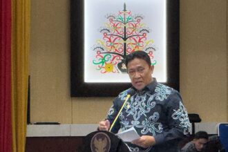 SAMBUTAN : Wagub Kalteng, H Edy Pratowo saat sambutan di AJT Kantor Gubernur setempat, Kamis (6/3/2025). 