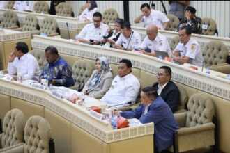 PAPARAN : Wagub Kalteng, Edy Pratowo Sampaikan Paparan dalam Rapat Kerja dan Rapat Dengar Pendapat dengan Komisi II DPR RI, di Ruang Rapat Komisi II, Gedung Nusantara DPR RI, Jalan Jenderal Gatot Subroto, Senayan, Jakarta Pusat, Rabu (30/4/2025). (foto:ist)
