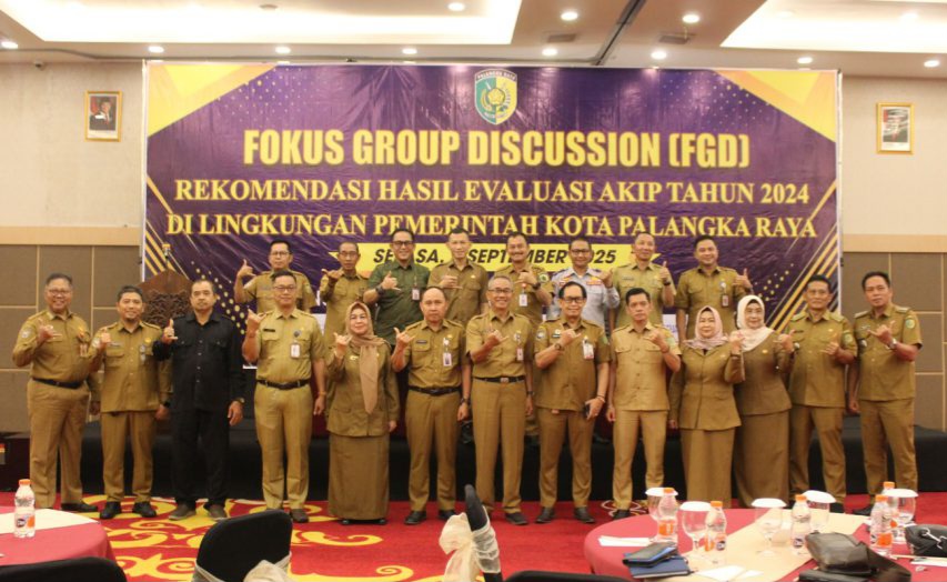 Foto bersama pada kegiatan FGD Rekomendasi Hasil Evaluasi AKIP Tahun 2024 di Hotel Best Western Palangka Raya (Foto : Ist)