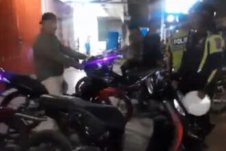 Belasan motor yang diamankan saat razia balap liar oleh petugas Satlantas Polresta Palangka Raya (Foto : Ist)