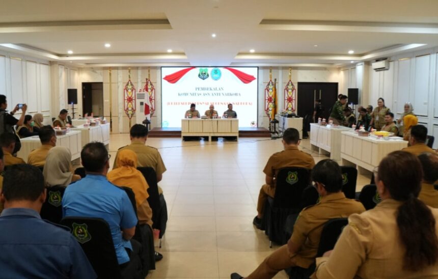 Kegiatan pembekalan Komunitas ASN Anti Narkoba sekaligus Deteksi Dini Penyalahgunaan Narkoba, di Ruang Rapat Rumah Jabatan Bupati Kapuas (Foto : Ist)